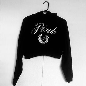 PINK Victoria's Secret Black Hoodie with White Logo